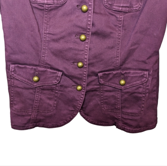 White House Black Market Mulberry Brandy Wine Military Style Jacket XS 💜✨ - Picture 6 of 11